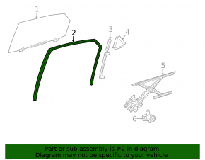Glass seal rear left Lexus NX200t NX300 NX300h 15-21