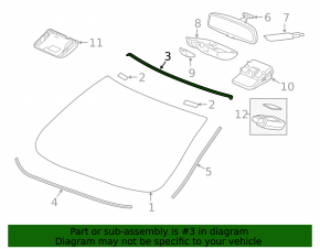 Upper windshield molding Honda Civic X FC 16-21