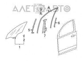 Front left door glass for Acura MDX 07-13