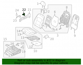 Hyundai Ioniq 17-22 passenger seat backrest adjustment handle, black, scratched