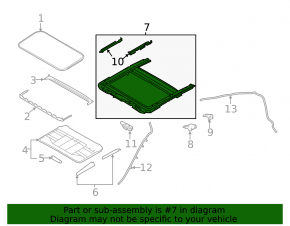 Sunroof mechanism frame Infiniti Q50 14-20