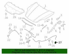 Black hood release bracket for the Porsche Cayenne 19-26