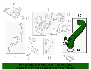 Turbocharger pipe VW Jetta 11-18 USA 1.4T