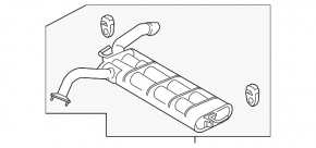 Muffler rear part with barrel Hyundai Kona 18-21 FWD 2.0