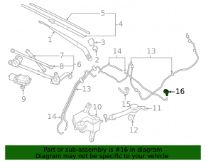 Left front windshield washer nozzle for Nissan Leaf 11-12