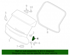 Trunk door bumper right Volvo XC40 19-25 on the door 