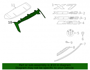 Lower spoiler for the BMW X7 G07 19-25 trunk lid
