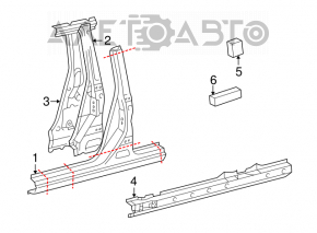 Left center pillar for Toyota Highlander 2001-2007