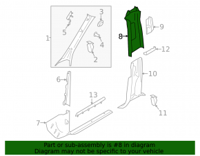 Left center pillar trim, belt, Porsche Macan 15-21, black fabric, scratches
