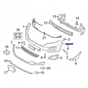 Front bumper mount, right fender, Ford Edge 15-18 pre-restored
