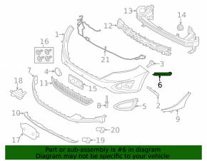 Front bumper mount, right fender, Ford Edge 15-18 pre-restored