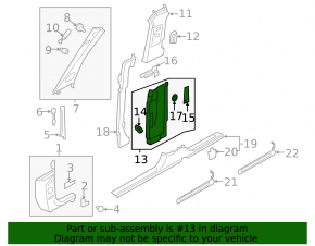 Center pillar trim lower left Audi Q7 16- black