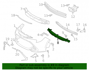Front Bumper Lower Absorber for Toyota Corolla 2020-23 Hybrid, SE, XSE, 5d