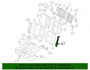 Left rear seat side panel for Toyota Prius 30 10-11, grey leather, wrinkled