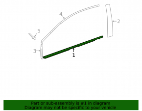 Door-glass molding, central front right, Toyota Prius 50 16-22