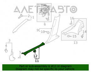 Door sill trim front left Subaru Forester 19- SK black, worn