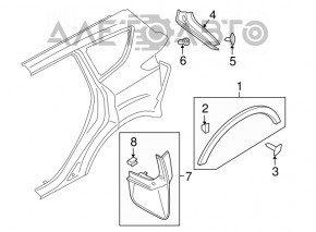 Rear left wing arch trim Ford Escape MK3 13-16 prerest