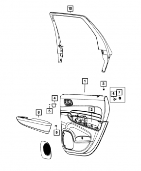 Door trim card rear right Dodge Durango 13-15 leather black SXT
