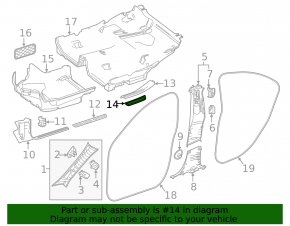 Black rear left door sill trim for Mercedes CLA 14-19