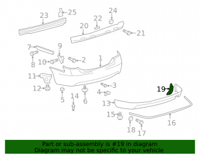 Right rear bumper lip trim Toyota Camry v40 07-11 SE