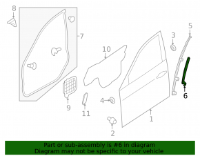 Subaru Forester 14-18 SJ front left door glass guide short