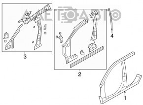 Body pillar central right Jeep Patriot 11-17 sawed off