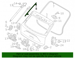 Rubber seal for trunk door right Kia Niro 23-