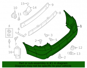 Rear bumper bare Nissan Altima 16-18 rest