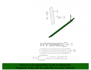 Door-glass molding, central front left, Ford C-max MK2 13-14 matte