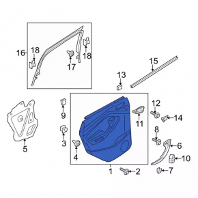 Door trim card front left Ford C-max MK2 13-18 black