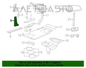 Center pillar trim lower right Dodge Grand Caravan 11-20 gray