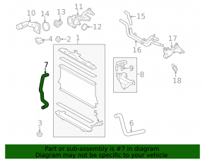 Lower cooling hose Lexus RX350 RX450h 10-15