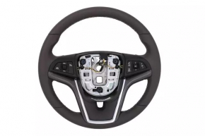 Naked steering wheel Chevrolet Volt 11-15 leather, dark gray with graphite overlay, no buttons, scratches, bumps