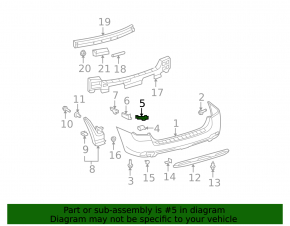 Rear bumper mount, inner right, Toyota Highlander 2010