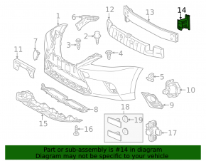Left front bumper reinforcement fang for Lexus CT200h 11-17