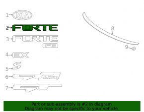 Emblem inscription FORTE trunk lid Kia Forte 19-21 4d