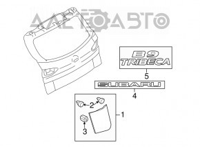 Subaru B9 Tribeca outer right trunk lid trim