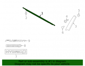 Door-glass molding, central front right, Ford Fusion mk5 13-20, chrome