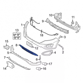 Lower grille of the front bumper Ford Edge 15-18 prerest SPORT SIGNEDA