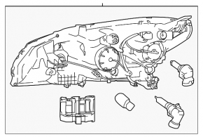 Front left headlight complete Nissan Leaf 18- halogen with mount