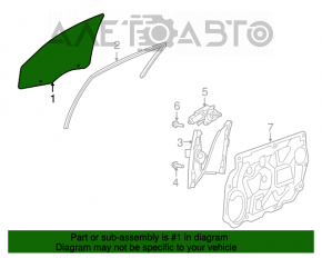 Front right door glass Chrysler 200 11-14