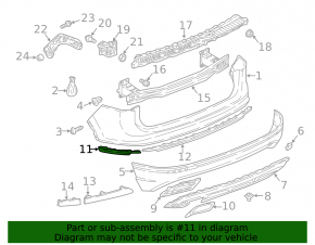 Rear bumper molding left VW Tiguan 18 - chrome, broken, cracks