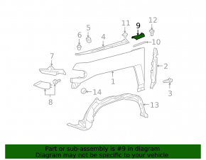 Front fender lining upper right Toyota FJ Cruiser 07-14