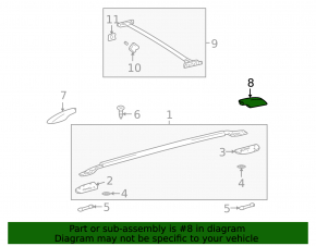 Rear left roof rail cover for Lexus LX570 08-15 pre-restyling