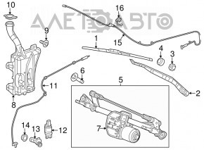 Windscreen wiper linkage with motor Chrysler 200 15-17