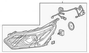 Headlight front right complete Chevrolet Equinox 18-21 xenon, sand