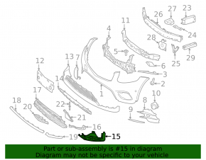 Front bumper trim lower left Mercedes GLC 16-22 AMG pkg
