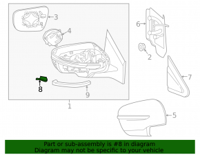 Right side mirror turn signal repeater for Nissan Murano z52 15-24
