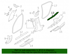 Insert door sill trim inner rear left BMW 7 G11 G12 16-22 chrome, broken fastening, scratches, bump