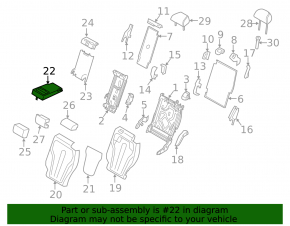Rear seat backrest, 2nd row, center, BMW X5 F15 14-18, black Dakota leather, dented, scratches, broken fasteners